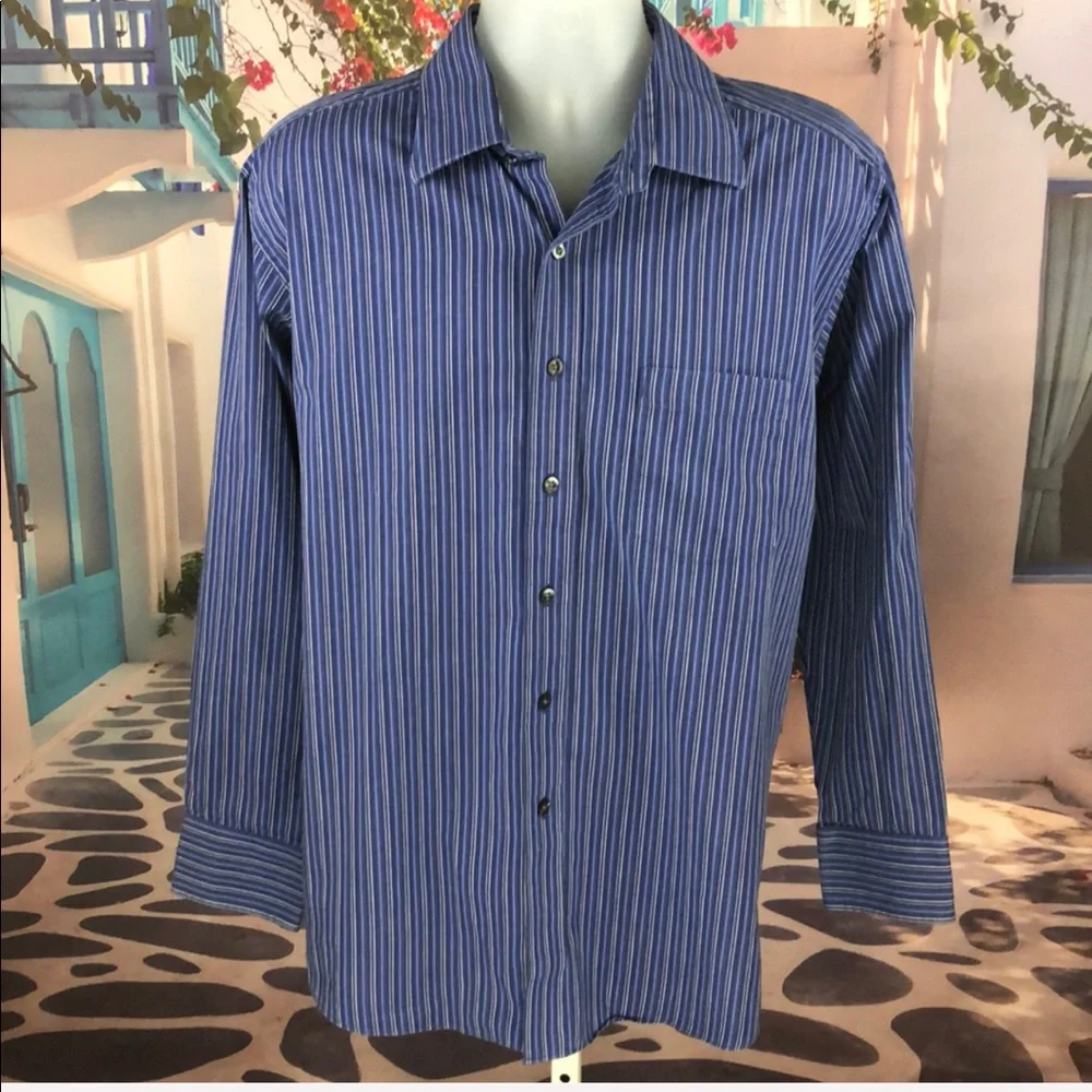 Michael Kors Blue Pinstriped Button Down